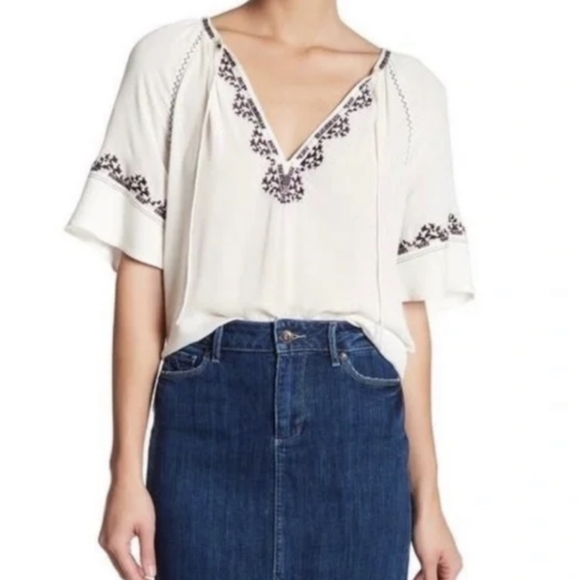 PAIGE Chessa Top Women's Sheer Flowy Blouse - Picture 1 of 10